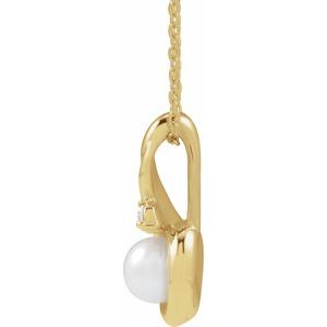 14K Yellow Cultured Akoya Pearl & .04 CTW 5mm :: 0.04 CTW 16-18" Necklace