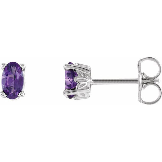 Oval 4-Prong Scroll Setting? Stud Earrings
