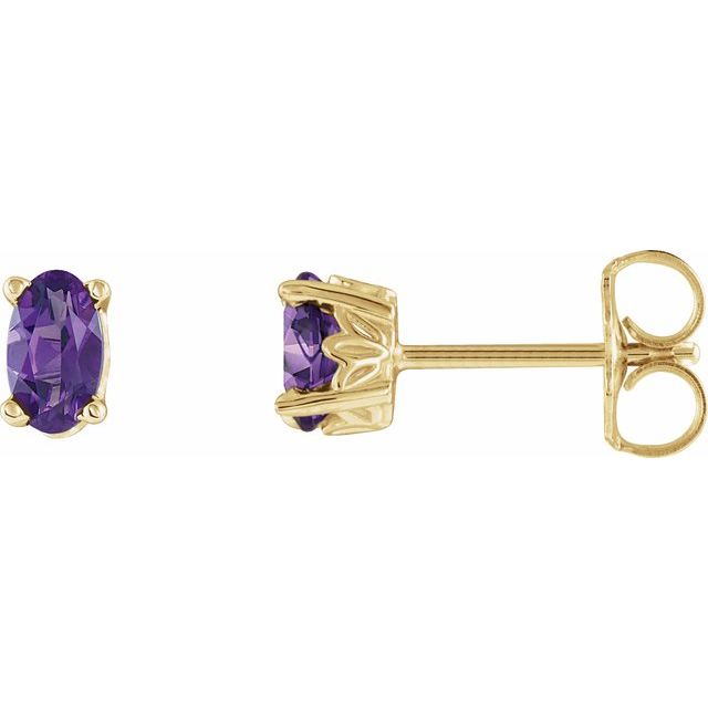 Oval 4-Prong Scroll Setting? Stud Earrings