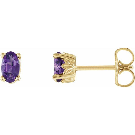 Oval 4-Prong Scroll Setting? Stud Earrings