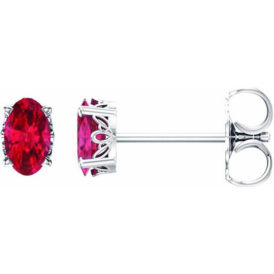 Oval 4-Prong Scroll Setting? Stud Earrings