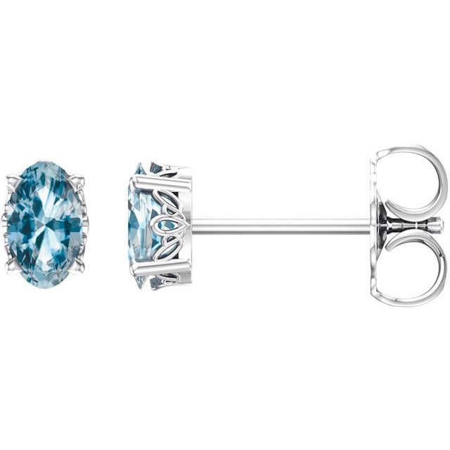 Oval 4-Prong Scroll Setting? Stud Earrings