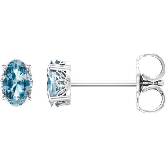 Oval 4-Prong Scroll Setting? Stud Earrings