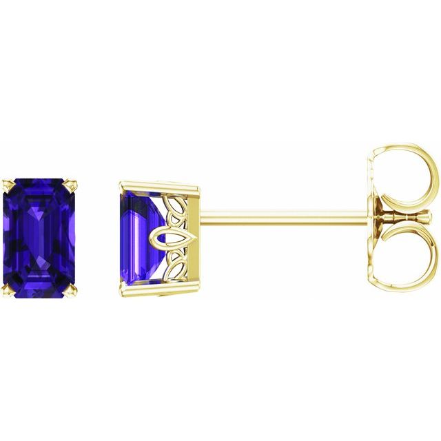 Emerald 4-Prong Scroll Setting? Stud Earrings