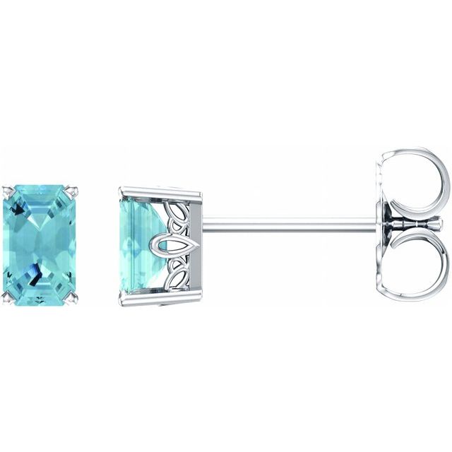 Emerald 4-Prong Scroll Setting? Stud Earrings