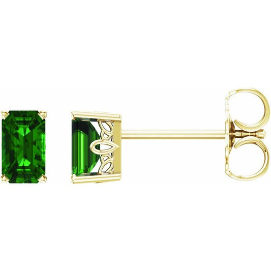 Emerald 4-Prong Scroll Setting? Stud Earrings