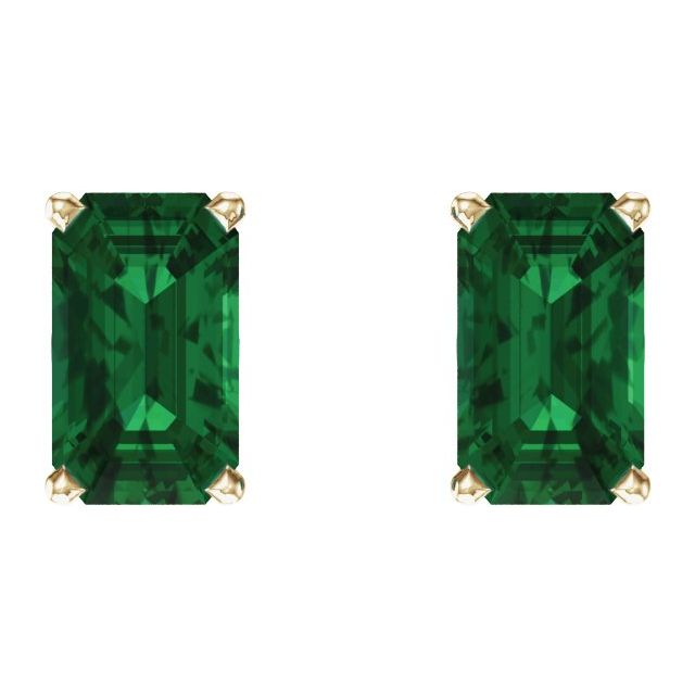 Emerald 4-Prong Scroll Setting? Stud Earrings