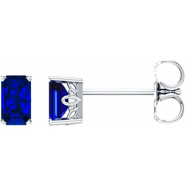 Emerald 4-Prong Scroll Setting? Stud Earrings