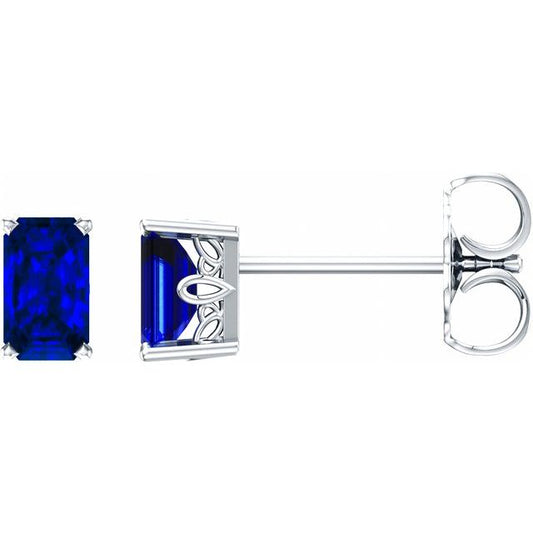 Emerald 4-Prong Scroll Setting? Stud Earrings
