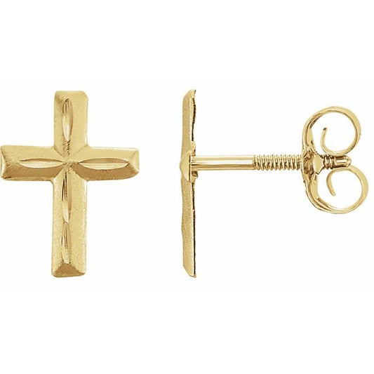 Youth Diamond-Cut Cross Earrings