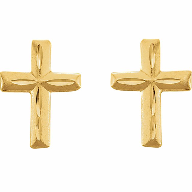 Youth Diamond-Cut Cross Earrings