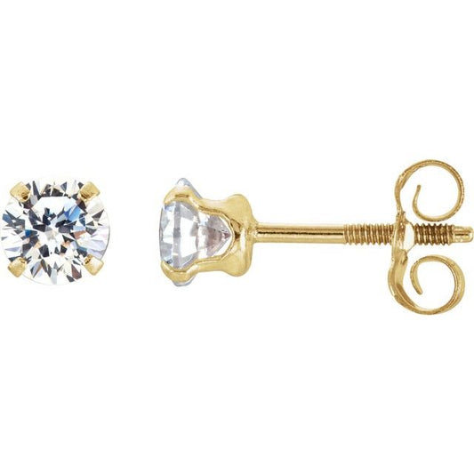 Round 4-Prong Youth Stud Earrings