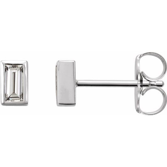 Straight Baguette Bezel-Set Stud Earrings