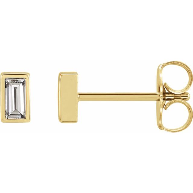 Straight Baguette Bezel-Set Stud Earrings