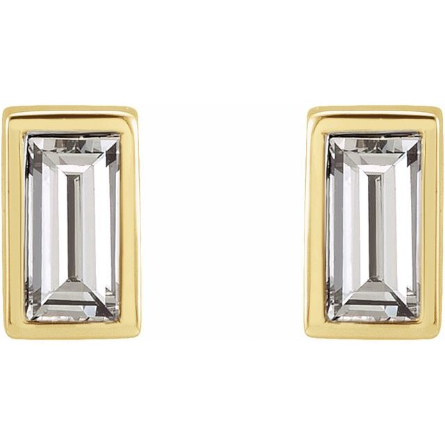 Straight Baguette Bezel-Set Stud Earrings