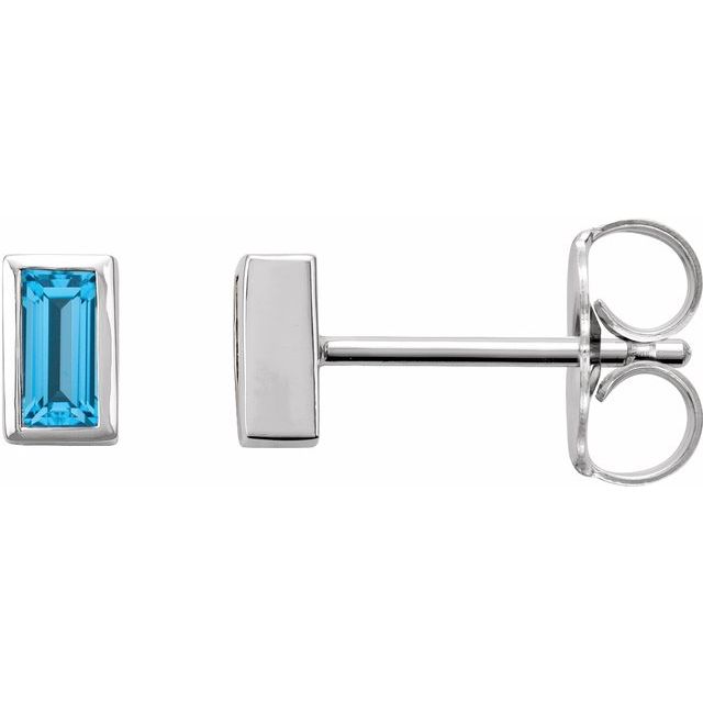 Straight Baguette Bezel-Set Stud Earrings