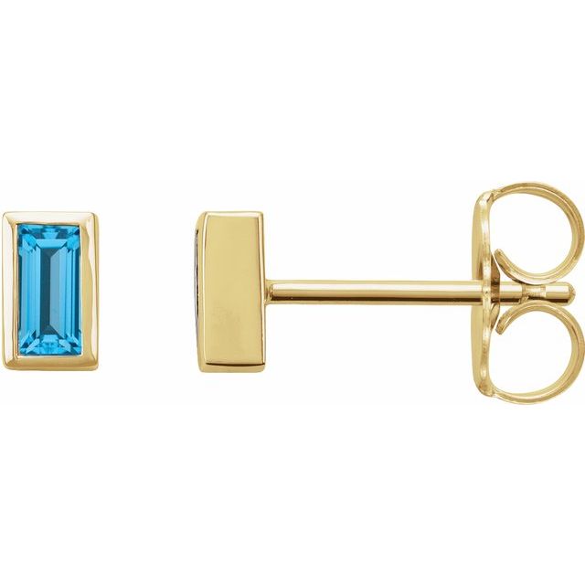 Straight Baguette Bezel-Set Stud Earrings