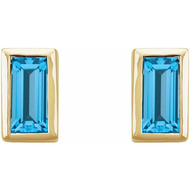 Straight Baguette Bezel-Set Stud Earrings