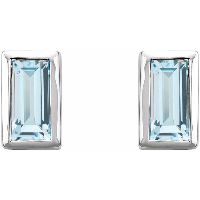 Straight Baguette Bezel-Set Stud Earrings