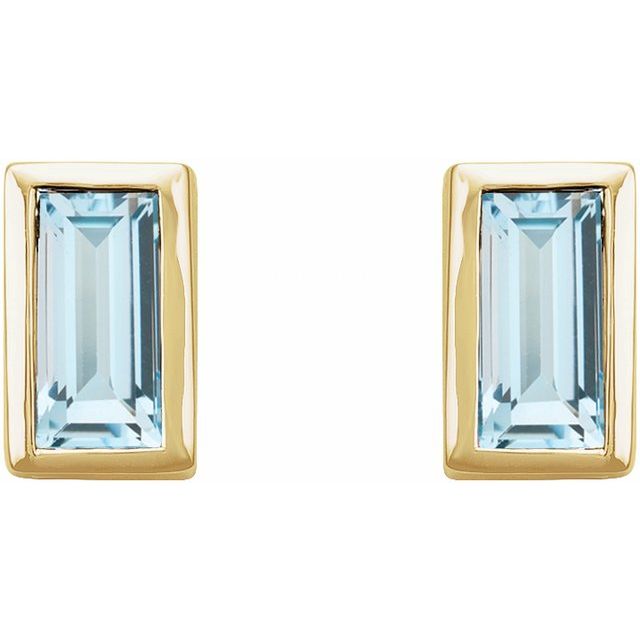 Straight Baguette Bezel-Set Stud Earrings