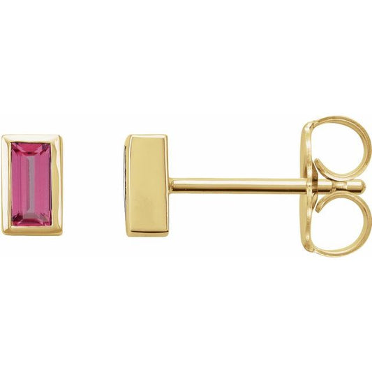 Straight Baguette Bezel-Set Stud Earrings