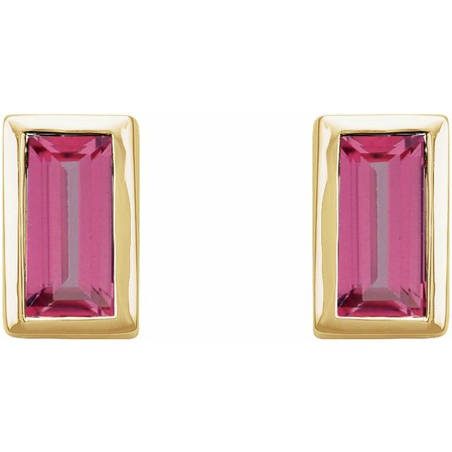 Straight Baguette Bezel-Set Stud Earrings