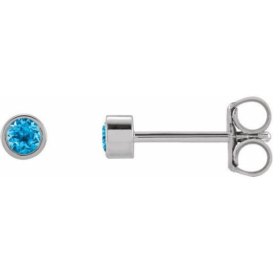 Round Micro Bezel-Set Stud Earrings