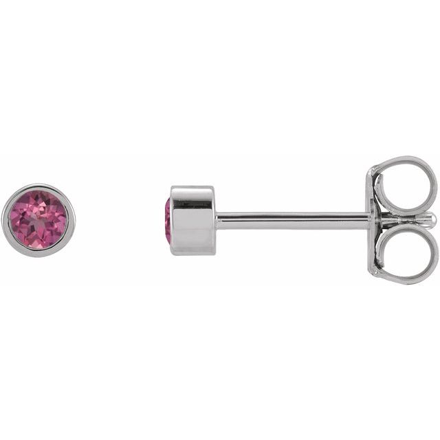 Round Micro Bezel-Set Stud Earrings