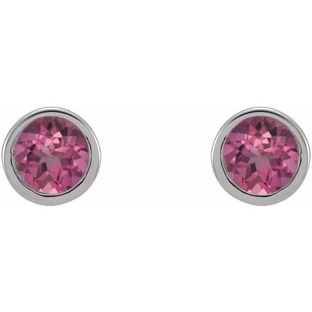 Round Micro Bezel-Set Stud Earrings