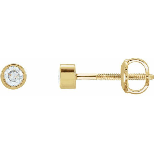 Round Micro Bezel-Set Stud Earrings