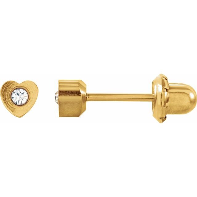Bezel-Set Heart Inverness? Piercing Earrings