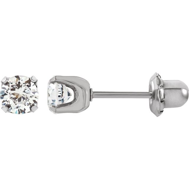 Round 4-Prong Inverness? Piercing Stud Earrings