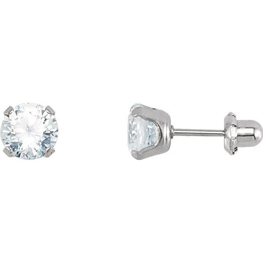 Round 4-Prong Inverness? Piercing Stud Earrings