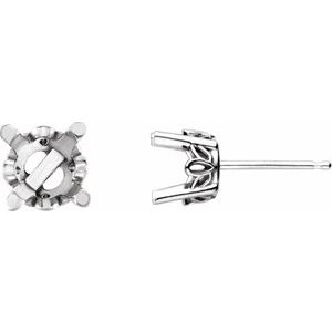 Platinum 6.5 mm Round 4-Prong Scroll Setting® Earring Mounting