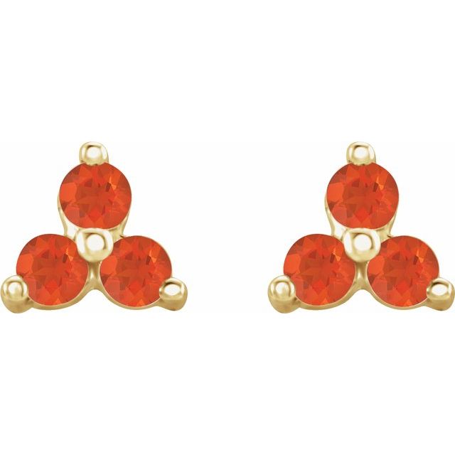 Three-Stone Cluster Earrings