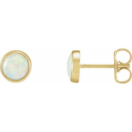 Round Bezel-Set Cabochon Earrings