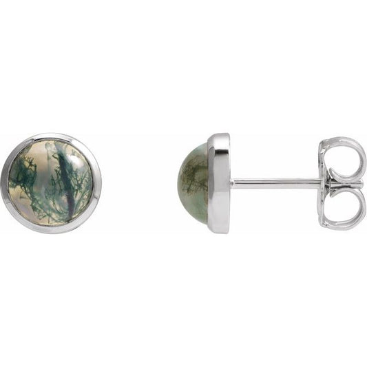 Round Bezel-Set Cabochon Earrings