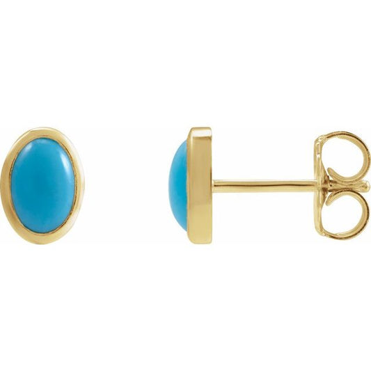 Oval Bezel-Set Cabochon Earrings