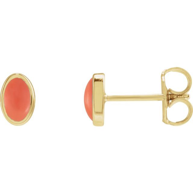 Oval Bezel-Set Cabochon Earrings