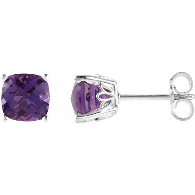 Cushion 4-Prong Scroll Setting? Stud Earrings