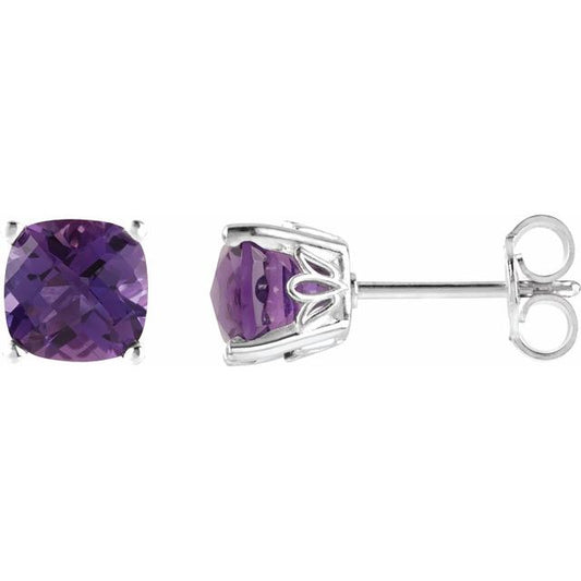 Cushion 4-Prong Scroll Setting? Stud Earrings