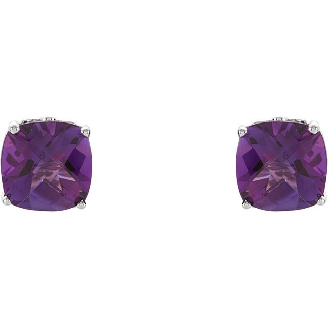 Cushion 4-Prong Scroll Setting? Stud Earrings