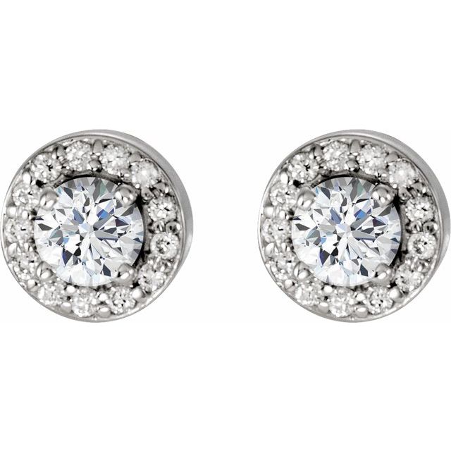 Round 4-Prong Halo-Style Earrings