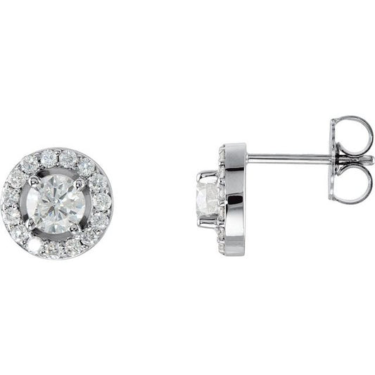 Round 4-Prong Halo-Style Earrings