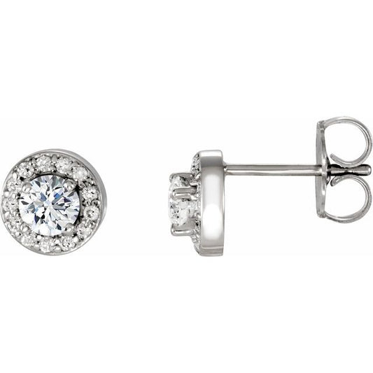 Round 4-Prong Halo-Style Earrings