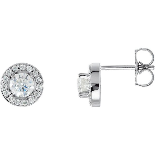 Round 4-Prong Halo-Style Earrings