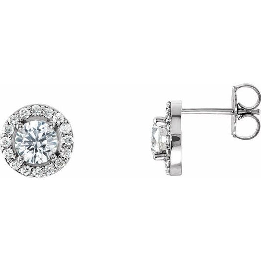 Round 4-Prong Halo-Style Earrings