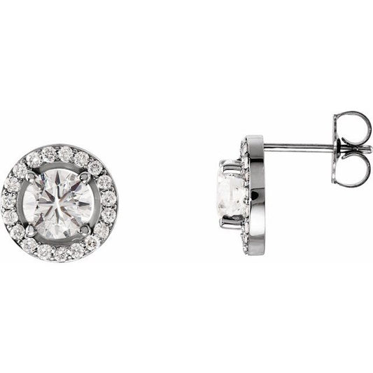 Round 4-Prong Halo-Style Earrings