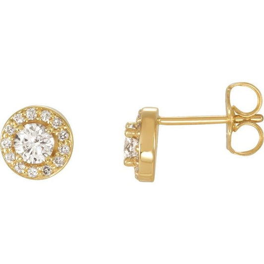Round 4-Prong Halo-Style Earrings