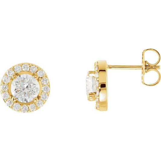 Round 4-Prong Halo-Style Earrings